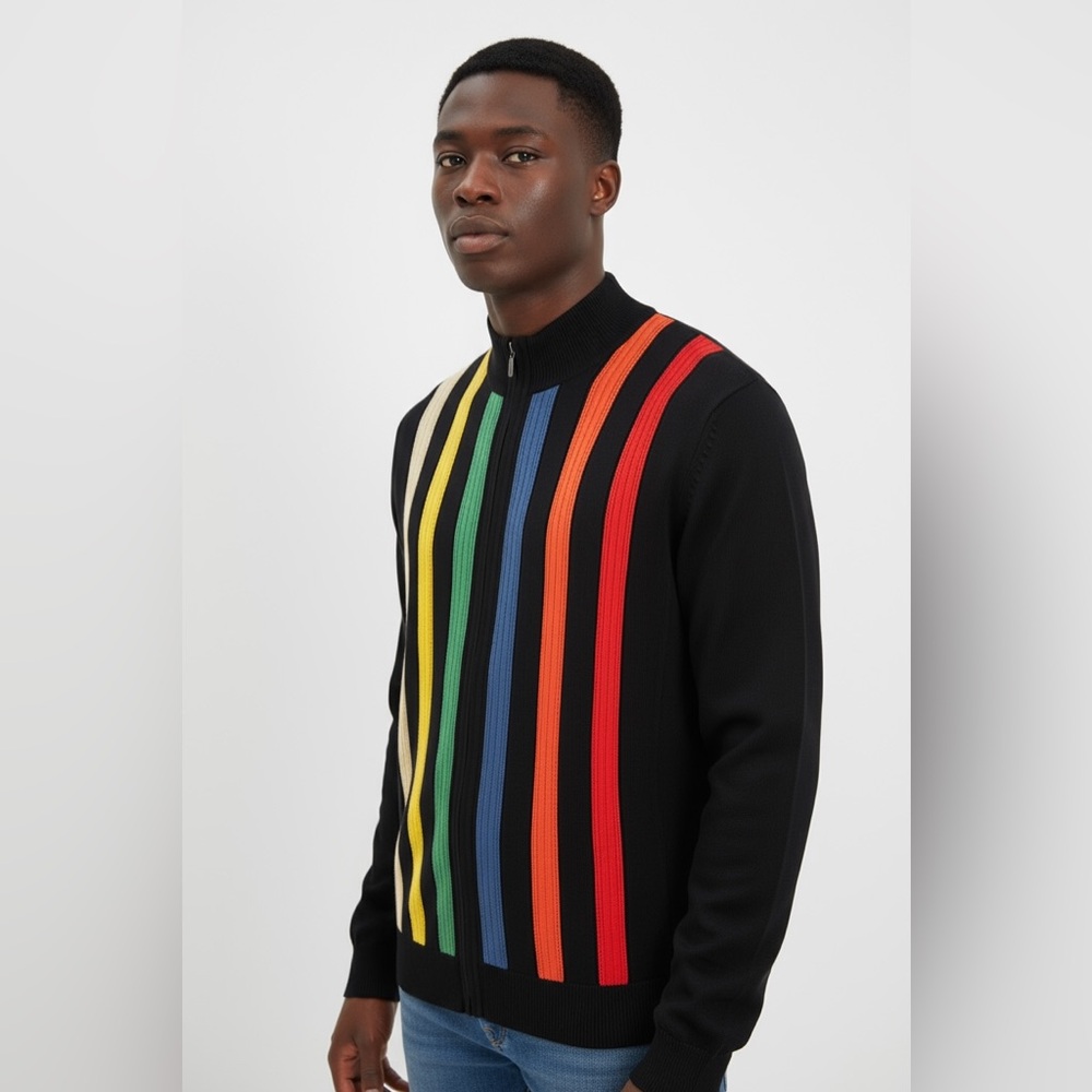 ST CROIX Regatta XXL 1/4 Zip Sweater Vertical Multi-Color Stripe Made in USA